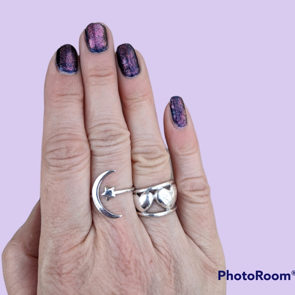 CLEARANCE SALE! Sterling Silver Crescent Moon Ring - Picture 2 of 3